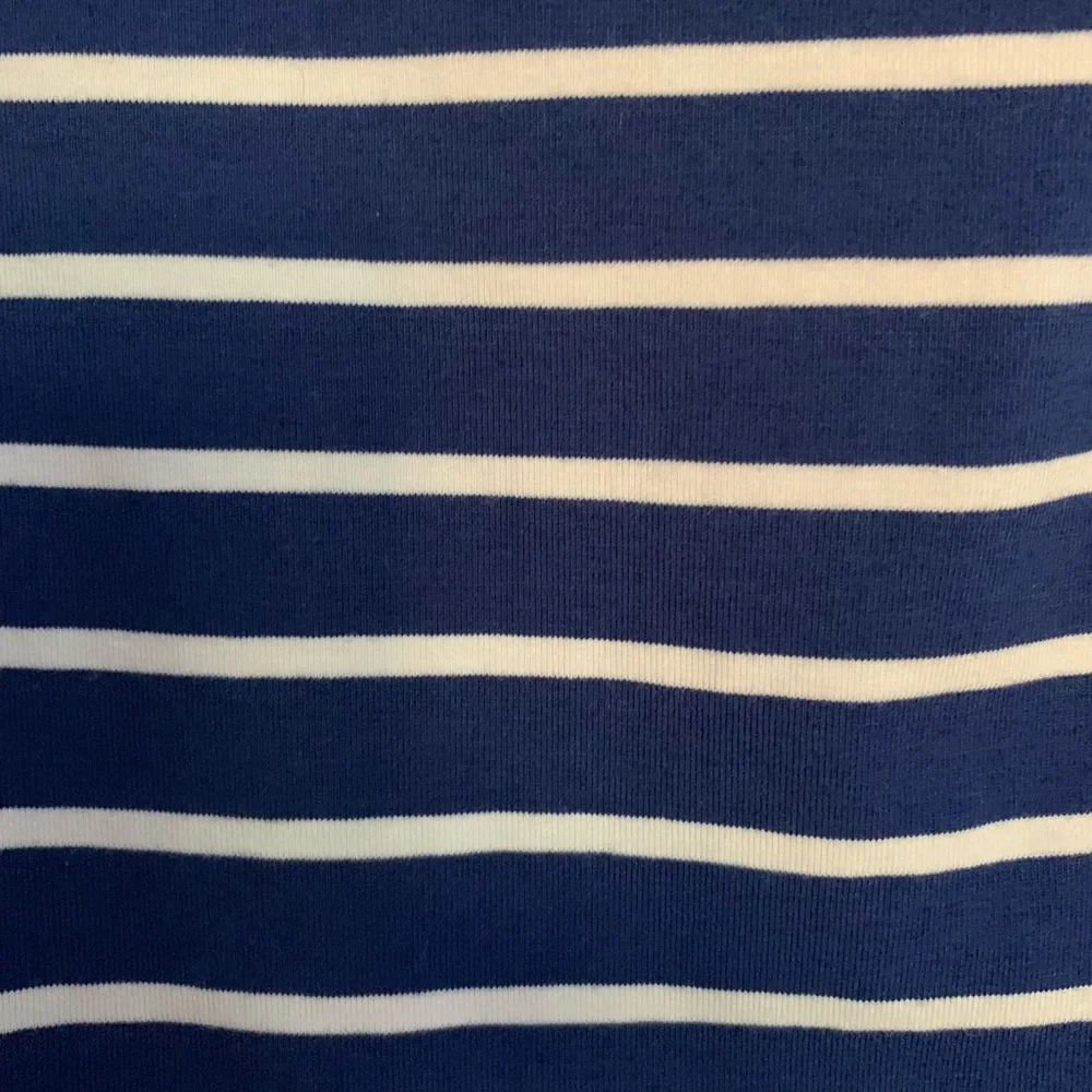 NWT Ralph Lauren Midi Dress Blue w/White Stripes Cold Shoulder Stretch Cotton 14 - Picture 4 of 11